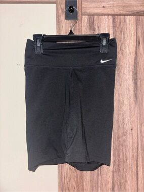 Nike Black Athletic Bike Shorts with White Swoosh